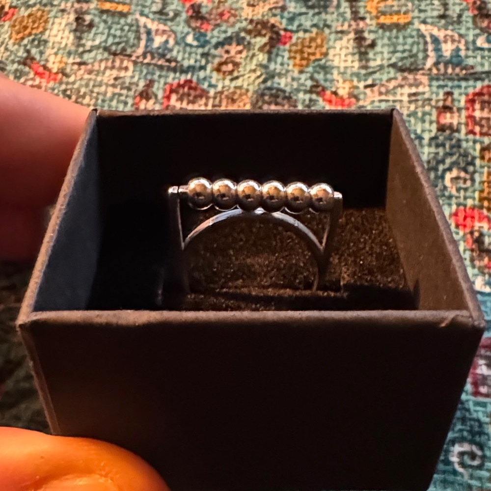 Stainless Steel Beaded Bar Ring - NEW (8)